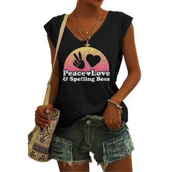 Peace Love And Spelling Bees Spelling Bee Women's V-neck Tank Top | Mazezy