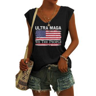 We Are The People And Vintage Usa Flag Ultra Maga Women's V-neck Tank Top | Mazezy