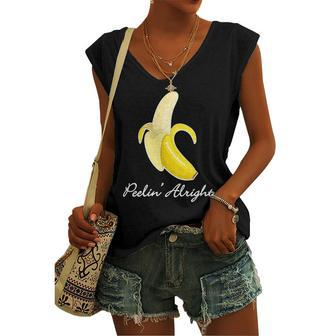 Positive Vibes Banana Peelin Alright Graphic V-Neck Women's V-neck Tank Top | Mazezy