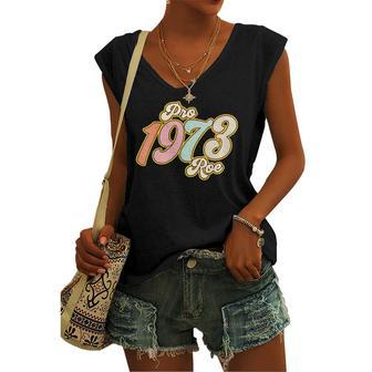 Pro 1973 Roe Mind Your Own Uterus Retro Groovy Women's V-neck Tank Top | Mazezy
