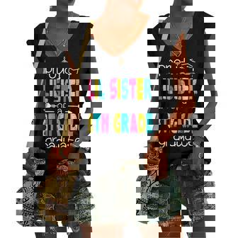 Proud Lil Sister Of A Class Of 2022 8Th Grade Graduate Women's V-neck Tank Top | Mazezy