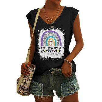 Rainbow We Are On A Break Lunch Lady Off Duty Summer Women's V-neck Tank Top | Mazezy