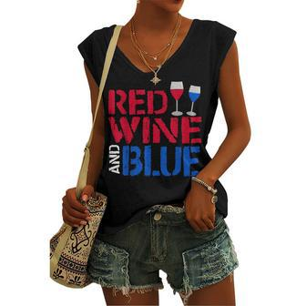 Red Wine And Blue 4th Of July Women's Vneck Tank Top - Seseable