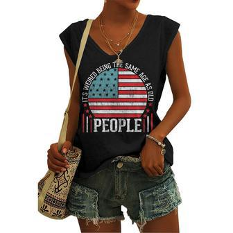 Retro Vintage Its Weird Being The Same Age As Old People Women's Vneck Tank Top - Seseable