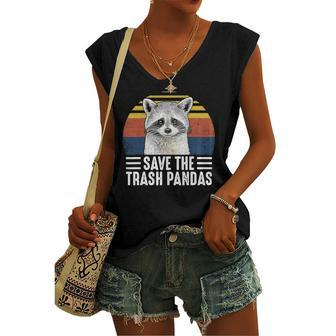 Save The Trash Panda Raccoon Lover Women's V-neck Tank Top | Mazezy