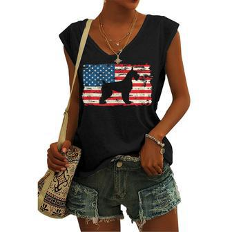 Schnauzer For Dog Mom Dog Dad Usa Flag 4Th Of July Women's Vneck Tank Top - Seseable