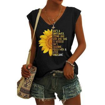 Shes A Sunflower Strong And Bold And True To Herself Women's V-neck Tank Top | Mazezy