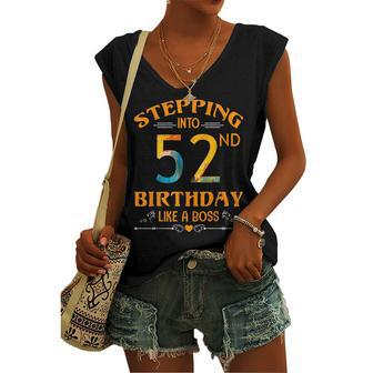 Stepping Into My 52Nd Birthday Like A Boss For 52 Years Old Women's Vneck Tank Top - Seseable