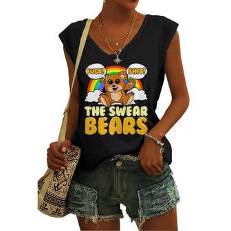 Swear Bears Cute Bear Sarcastic Adult Humor Women's V-neck Tank Top | Mazezy