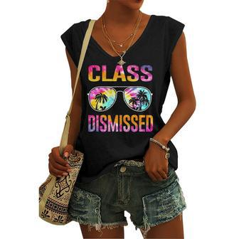 Tie Dye Class Dismissed Last Day Of School Teacher Women's V-neck Tank Top | Mazezy