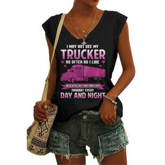 Trucker Wife Trucker Girlfriend Trucking Women's V-neck Tank Top | Mazezy