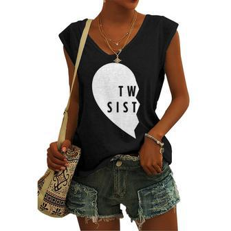 Twin Sisters Heart Half Matching Set 1 Of 2 Women's V-neck Tank Top | Mazezy