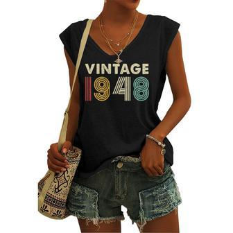 Vintage 1948 74Th Birthday 74 Years Old Women's V-neck Tank Top | Mazezy