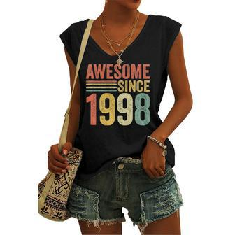 Vintage Awesome Since 1998 24Th Birthday Retro Women's V-neck Tank Top | Mazezy