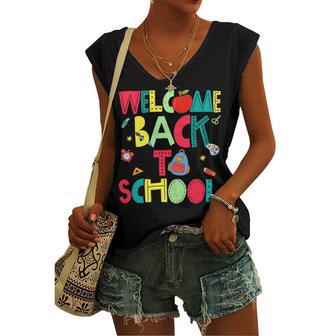 Welcome Back To School Happy First Day 488 Shirt Women's V-neck Casual Sleeveless Tank Top | Favorety AU