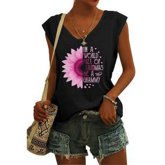 In A World Full Of Grandmas Be A Grammy Sunflower Mothers Women's V-neck Tank Top | Mazezy