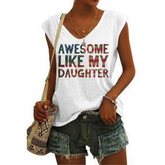 4Th Of July Fathers Day Dad - Awesome Like My Daughter Women's Vneck Tank Top - Seseable