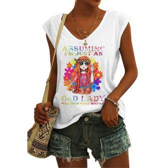 Assuming Im Just An Old Lady Hippie Women's V-neck Tank Top | Mazezy