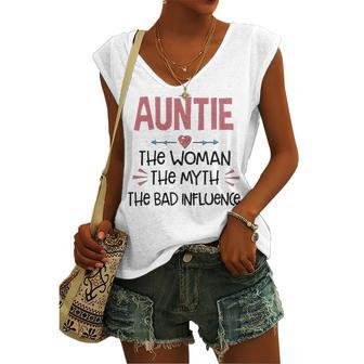 Auntie Auntie The Woman The Myth The Bad Influence Women's Vneck Tank Top - Seseable