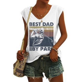 Best Dad By Par Golfer Golf Disc Golf Club Swing Retro
 Women's V-neck Tank Top | Mazezy