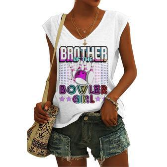 Brother Of The Bowler Girl Matching Bowling Birthday Women's V-neck Tank Top | Mazezy