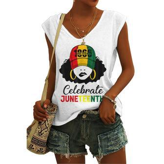 Celebrate Junenth 1865 Black Girl Magic Melanin Women's V-neck Tank Top | Mazezy