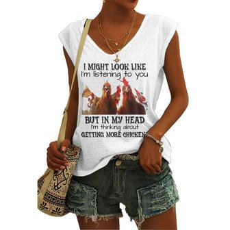 Chickens Farmer I Might Look Like Im Listening To You Women's V-neck Tank Top | Mazezy