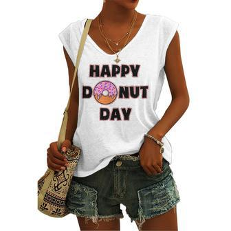 Donut For And Happy Donut Day Women's V-neck Tank Top | Mazezy