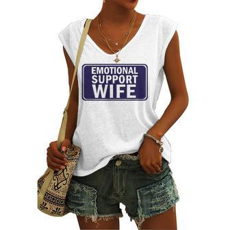 Emotional Support Wife For Service People Women's V-neck Tank Top | Mazezy