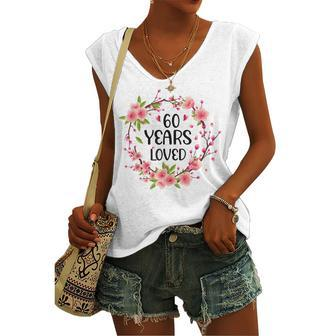 Floral 60 Years Old 60Th Birthday Women 60 Years Loved Women's Vneck Tank Top - Seseable