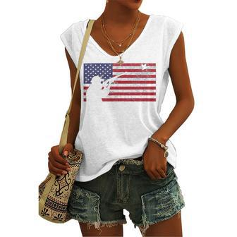 Fourth Of July 4Th American Flag Duck Hunting Geese Dad Usa Women's Vneck Tank Top - Seseable