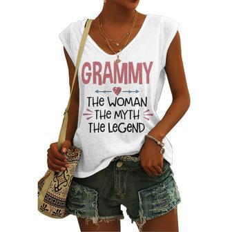 Grammy Grandma Grammy The Woman The Myth The Legend Women's Vneck Tank Top - Seseable