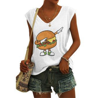 Hamburger Art Cheeseburger Meat Eater Women's V-neck Tank Top | Mazezy AU