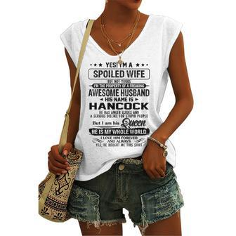 Hancock Name Spoiled Wife Of Hancock Women's Vneck Tank Top - Seseable
