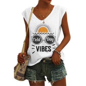 Happy Field Day Field Day Tee Kids Graduation School Fun Day V7 Women's V-neck Casual Sleeveless Tank Top | Favorety