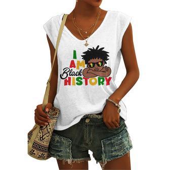 I Am Black History For Kids Boys Black History Month Women's V-neck Casual Sleeveless Tank Top | Favorety