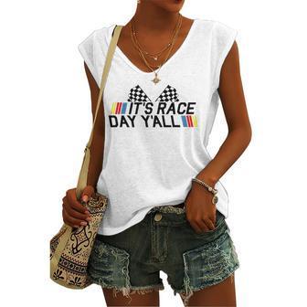 Its Race Day Yall Racing Drag Car Truck Track Women's V-neck Tank Top | Mazezy