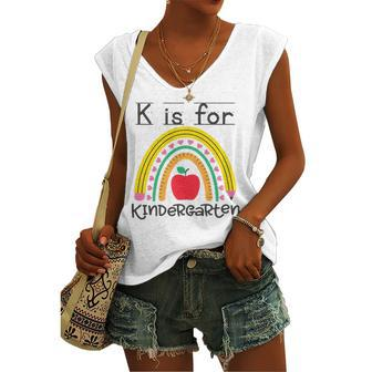 K Is For Kindergarten Teacher Student Ready For Kindergarten Women's V-neck Tank Top | Mazezy