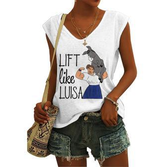 Lift Like Luisa Raglan Baseball Tee Women's V-neck Tank Top | Mazezy
