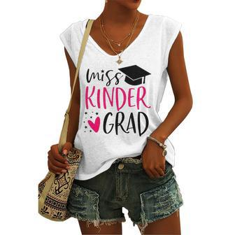 Miss Kinder Grad Kindergarten Nailed It Graduation 2022 Senior Women's V-neck Tank Top | Mazezy