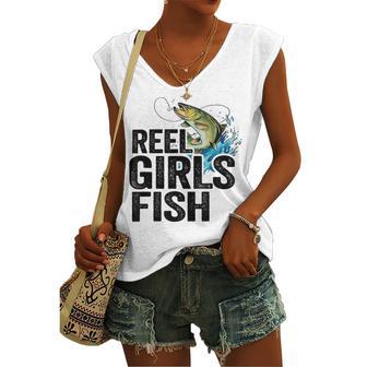 Reel Girl Fish Women's V-neck Casual Sleeveless Tank Top | Favorety AU