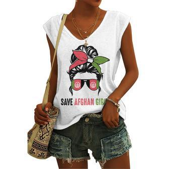 Save Afghan Girls Women's V-neck Casual Sleeveless Tank Top - Monsterry