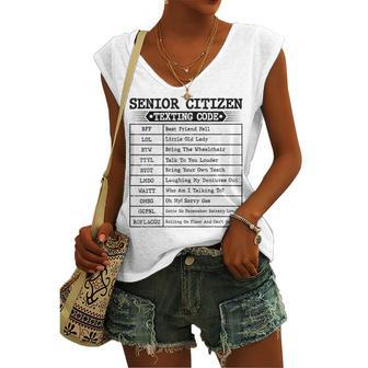 Senior Citizens Texting Code For Old People Grandpa Women's Vneck Tank Top - Seseable