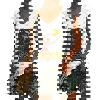 Skeleton Macabre Dancing Red Graphic Goth Halloween Women's V-neck Tank Top | Mazezy