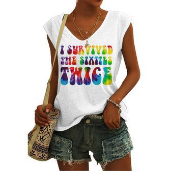 I Survived The Sixties Twice Birthday 60S Women's Vneck Tank Top - Seseable