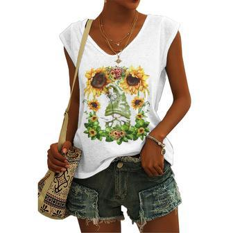 Yellow Spring Flower Pattern For Cute Dandelion Gnome Women's V-neck Tank Top | Mazezy