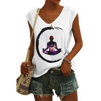 Zen Buddhism Inspired Enso Cosmic Yoga Meditation Art Women's Vneck Tank Top - Seseable