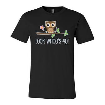 40Th Birthday Look Whoos 40 Owl Party Photo Tee Jersey T-Shirt | Mazezy