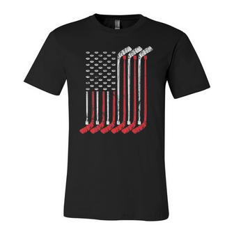 American Flag Vintage Retro Ice Hockey Sports Patriot Jersey T-Shirt | Mazezy