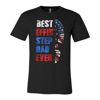 Best Effin’ Step Dad 4Th Of July Ever Shoes Trace Flag Unisex Jersey Short Sleeve Crewneck Tshirt - Seseable